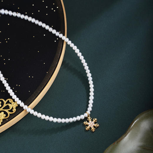 子佩集【瑞雪霜华】银S925珍珠惜王妃耳钉【ZZXL051】镀金雪花2602 商品图1