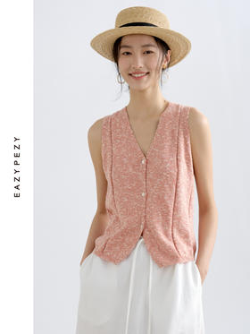 托斯卡纳的艳阳·棉麻丝杂色针织马甲