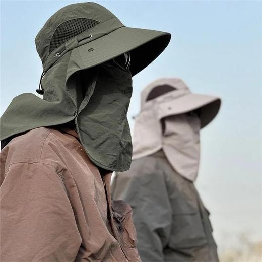 渔夫帽夏季防晒遮阳帽男户外登山帽钓鱼遮脸护颈一体帽大檐太阳帽 商品图0