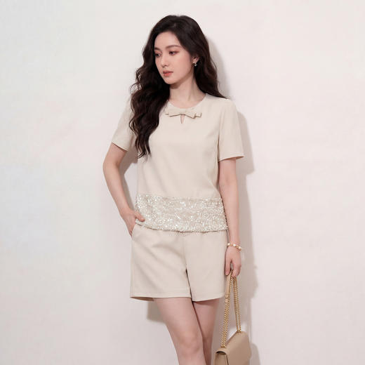 奢姿大码女装2026夏季胖妹妹时尚亮片蝴蝶结两件套气质通勤套装9962954505 商品图0