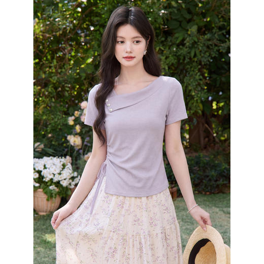 鹿向南【0402/20:00新品前1小时7折限量100件】紫色T恤 商品图3