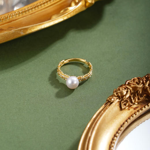 子佩集【真我之始】银S925珍珠惜王妃戒指【R2315】镀金单排钻2602 商品图1