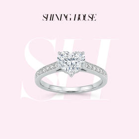 ShiningHouse[培育] 18k金钻石戒指 心形刻面形1.5克拉钻人工真钻人造钻石K金戒指设计感简约钻石戒指悦己送礼臻选【此商品不支持7天无理由退货退款】预计3日发货