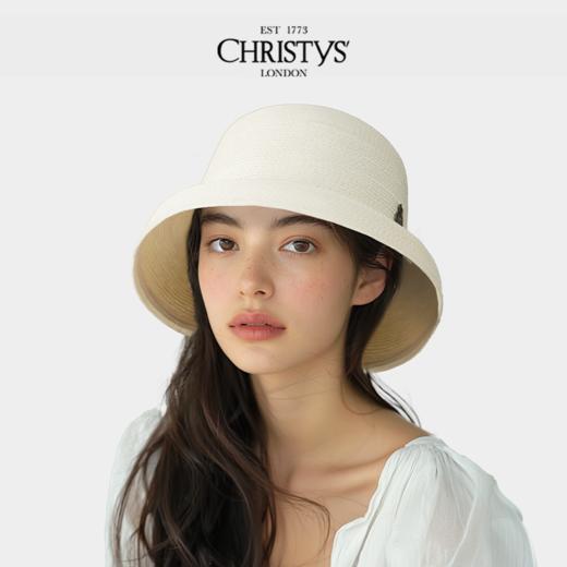 【2026新品】Christys'百年皇室品牌 天然草编织钟形草帽白 商品图1