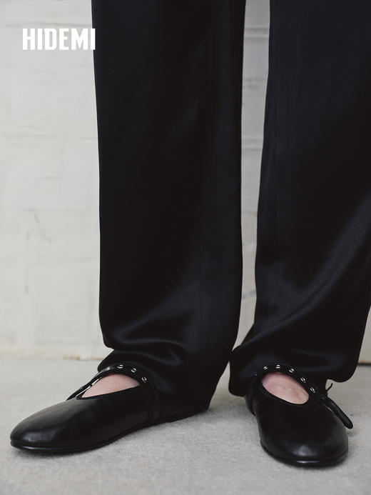 HIDEMI 真皮羊皮玛丽珍鞋浅口单鞋芭蕾舞鞋铆钉一字扣平底鞋 商品图3