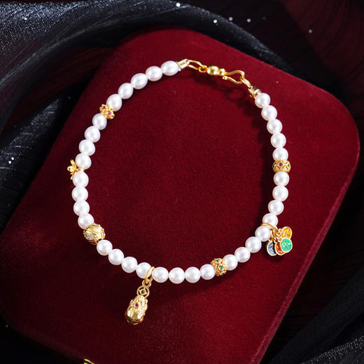 子佩集【平安福乐】银S925珍珠惜王妃手链【QJSL007】镀金平安喜乐2602 商品图0