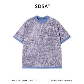 SDSA男装2026新款高贵轻奢潮牌扎染撞色圆领短袖T恤百搭宽松上衣