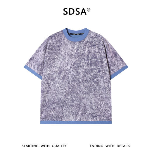 SDSA男装2026新款高贵轻奢潮牌扎染撞色圆领短袖T恤百搭宽松上衣 商品图0