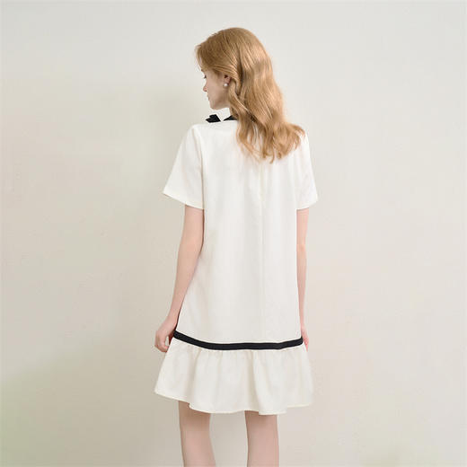 【甜美少女感】精致蝴蝶结领连衣裙女夏季撞色宽松娃娃裙LXD50745 商品图4