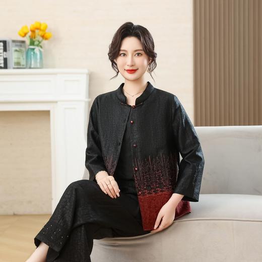 丁摩 真丝香云纱老料圆领新中式长袖开衬衣外套2608 商品图0