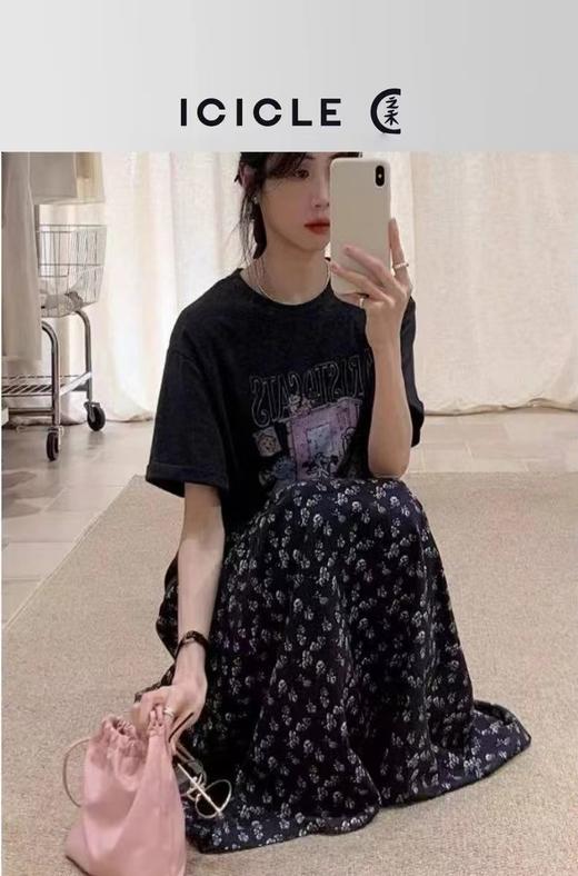 F033119春夏新款多层褶皱拼接设计灵动飘逸透气亲肤高腰A字大摆长裙 商品图14