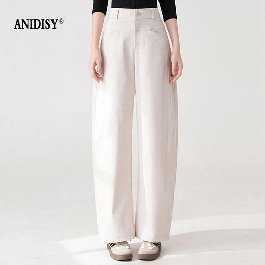 时尚高腰拉链后松紧腰休闲弯刀长裤 商品图1