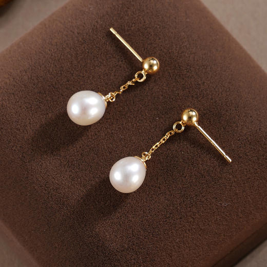 子佩集【静谧摇曳】银S925珍珠惜王妃耳钉【E4287】双色链条吊球2602 商品图1