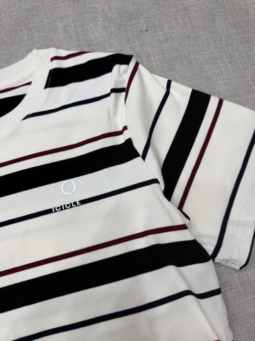 F033170春夏新款时尚百搭全棉高克重面料条对条设计短袖T恤 商品图12