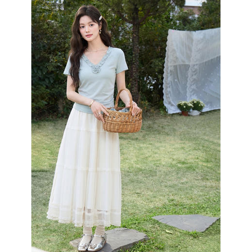 鹿向南【0402/20:00新品前1小时7折限量100件】水蓝色T恤 商品图2