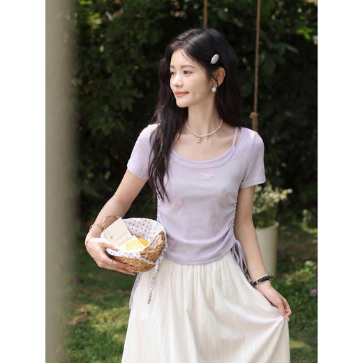 鹿向南【0402/20:00新品前1小时7折限量100件】紫色T恤 商品图0