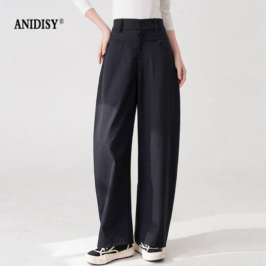 时尚高腰拉链后松紧腰休闲弯刀长裤 商品图2