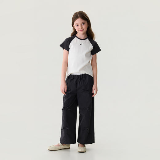 马克珍妮甜酷蝴蝶结女童花边速干直筒裤2026年夏装新款560627 商品图3