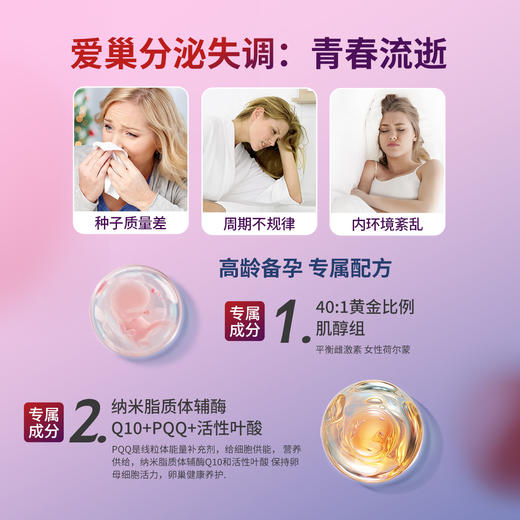 Mkule美国进口还原型辅酶q10+PQQ活性叶酸男女高龄备孕调理孕前吃 商品图1