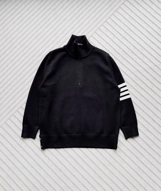 F0331120半高领袖子四道杠半拉链长袖毛衣套头衫针织衫 商品图10