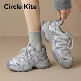 F0331149复古机能少女感融合透气网面厚底增高老爹鞋