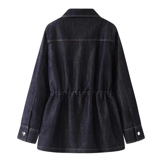 F033168牛仔裤套装新款银丝薄棉牛仔外套抽绳直筒简约松紧腰阔腿裤 商品图10