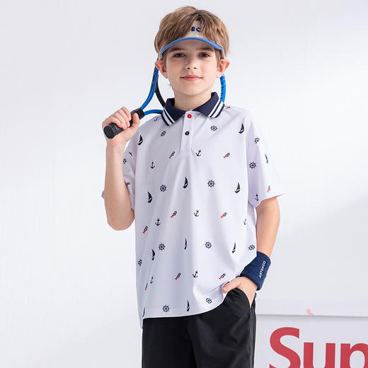 【MQD】童装男女大童夏新款儿童透气柔软POLO衫满印卡通图案短袖T恤 商品图1