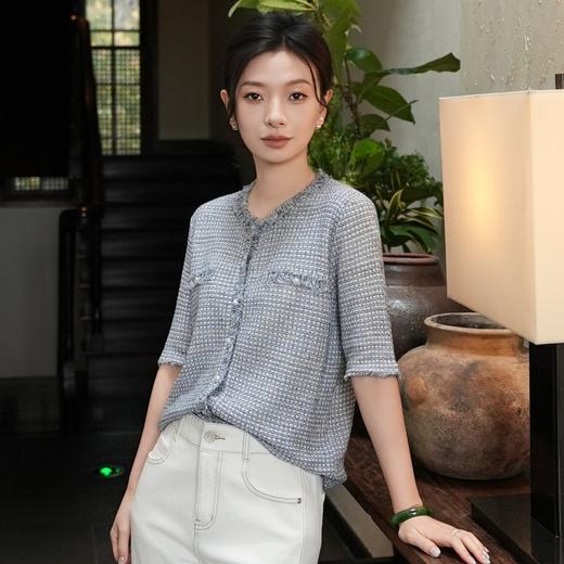 西子/海港漫步32支亚麻莱赛尔法式小香风春夏针织衫/MSHY0322 商品图4