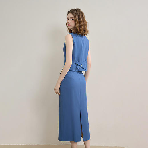 【克莱因蓝】高级感套装女夏季马甲搭开叉包臀裙两件套LXD51046 商品图4