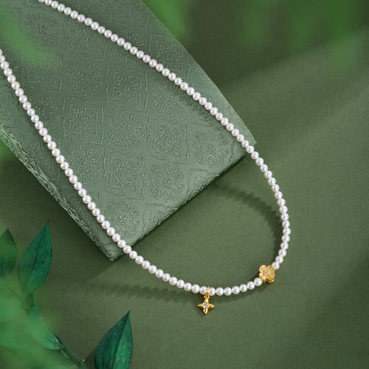 子佩集【幸运同频】银S925珍珠惜王妃项链【QJXL003】四芒星四叶草镀金2602 商品图2