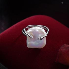 子佩集【守护拥抱】银S925珍珠惜王妃戒指【SPR0480002】13*17mm巴洛克方块手2512
