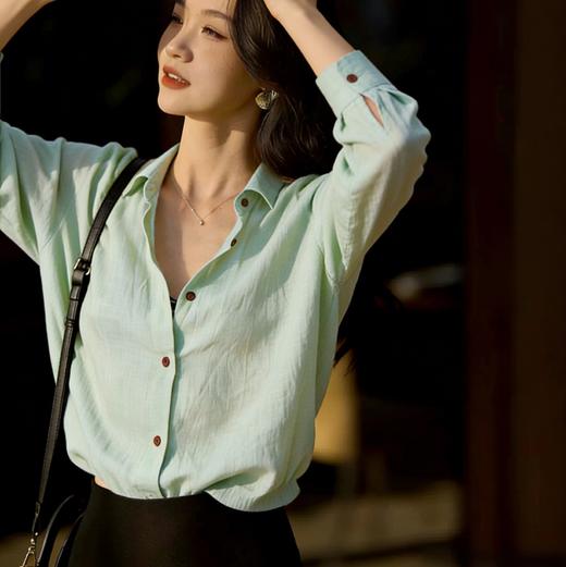 天丝亚麻长袖衬衫 明星同款垂坠感面料 慵懒轻奢风 商品图1