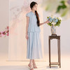 【沧海蓝田】三彩2026夏季新款假两件连衣裙新中式A字长裙C 商品缩略图2