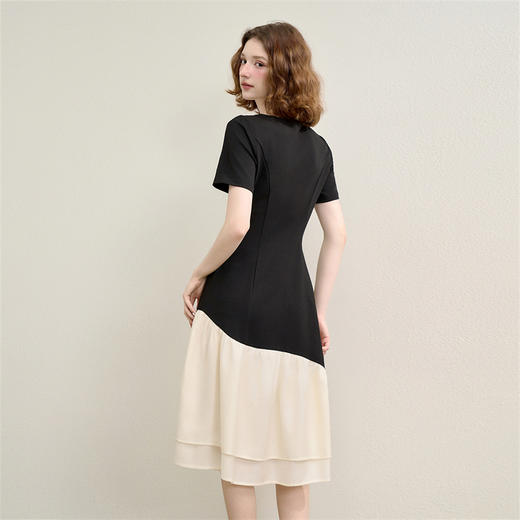 【限时秒杀】法式浪漫气质优雅撞色拼接针织裙女夏季短袖连衣裙LXD50681 商品图4