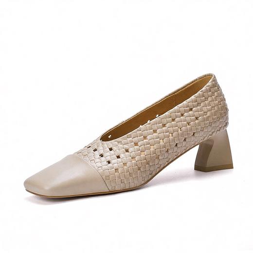 雀说 预售全皮方头中粗跟镂空透气洞洞女鞋3121 商品图4