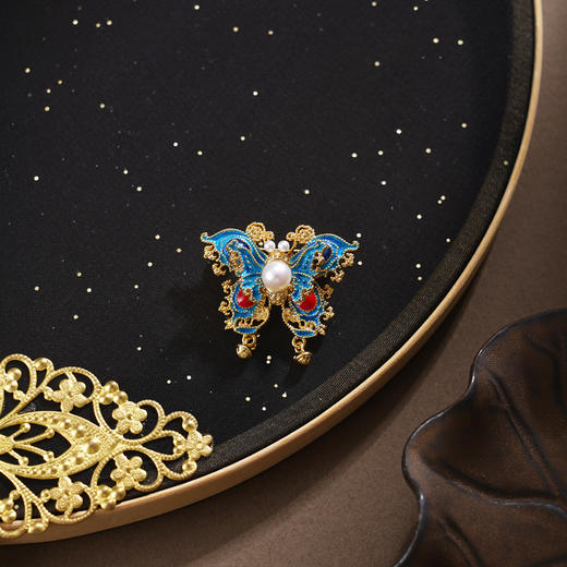 子佩集【蝶瑞呈祥】珍珠惜王妃胸针【XXXZ280】镀金珐琅彩蝴蝶2602 商品图1