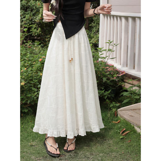 鹿向南【0402/20:00新品前1小时7折限量100件】百搭米白色半身裙 商品图2