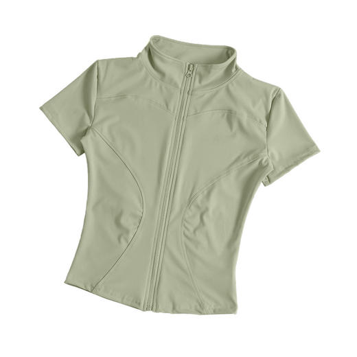 【速干透气 ！ 冰感裸感】2026夏季新款裸感短袖T拉链健身衣女骑行服户外运动瑜伽训练上衣 商品图4