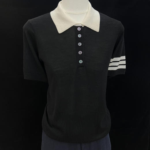 【诗页】羊 毛+桑 蚕丝Polo领短袖上衣SYM25073 商品图2