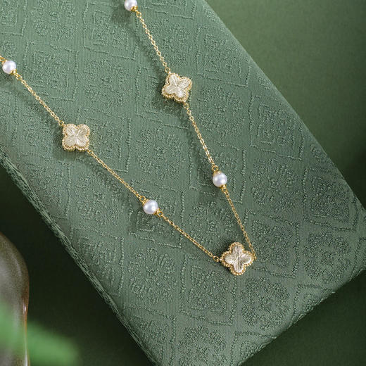子佩集【四叶星芒】珍珠惜王妃项链【XXXL020】镀金四叶草2602 商品图1