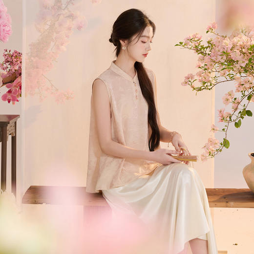 三彩【半夏清欢】2026夏季新款新中式提花小衫宽松立领衬衣上衣C 商品图2