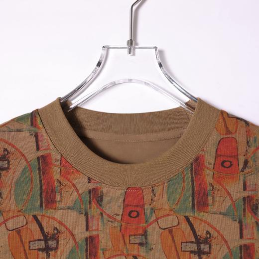 SDSA男装2026新款高贵轻奢复古抽象撞色几何满印圆领宽松短袖百搭 商品图2