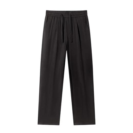 F033128夏季棉麻裤松紧腰柔软透气男士修身直筒纯色简约休闲亚麻长裤 商品图2