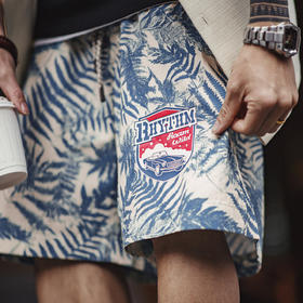 马登工装美式印花沙滩裤海边度假短裤宽松薄款外穿休闲五分裤男夏