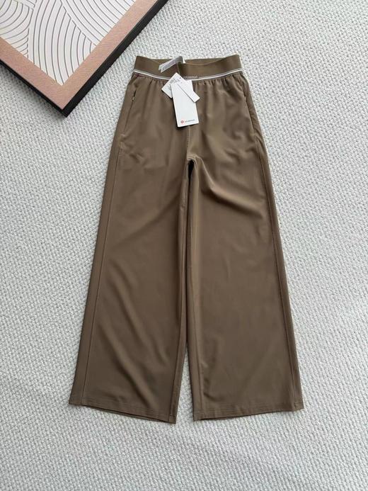 F033115夏季新款尼龙混纺触感丝滑自带垂坠感抗皱速干中腰阔腿直筒裤长裤 商品图3