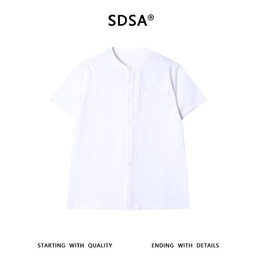 SDSA男装2026新款高贵轻奢时尚简约纯色纽扣开衫短袖T恤百搭上衣 商品图0