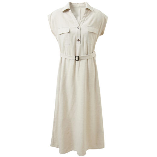 三彩2026夏季新款休闲连衣裙翻领短袖收腰A字裙长裙简约气质S 商品图4