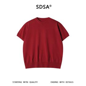 SDSA男装2026新款高贵轻奢老钱风纯色针织圆领短袖T恤百搭时尚