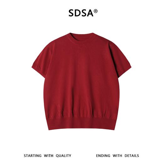 SDSA男装2026新款高贵轻奢老钱风纯色针织圆领短袖T恤百搭时尚 商品图0