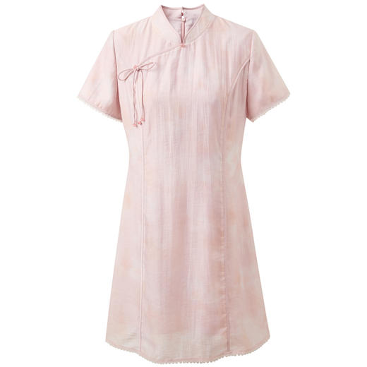 【倾国倾城】三彩2026夏季新款莱赛尔印花连衣裙新中式立领短裙C 商品图4